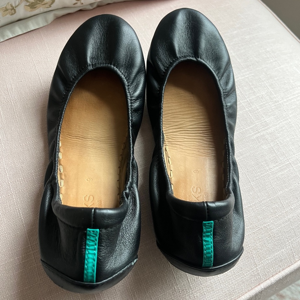 Tieks Black Leather Flats - Picture 2 of 3